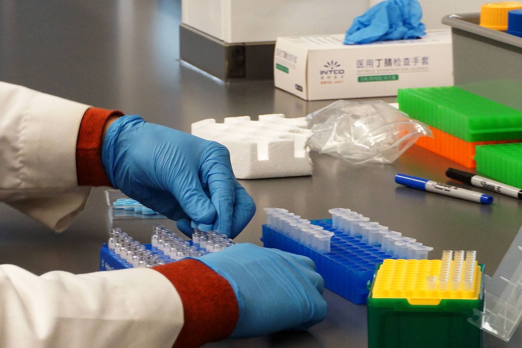 Chandler Griffin processes samples